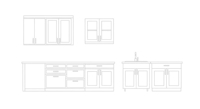Detailed kitchen cabinet design plans.