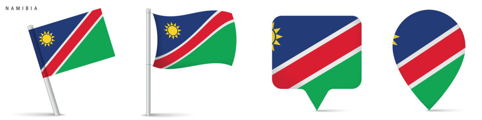 Fototapeta premium Namibia flag icon set isolated on white background