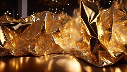 Softly Illuminated Gold Foil Creating Warm Glowing Reflections
