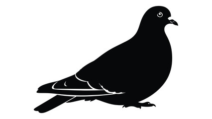 Obraz premium A black silhouette of a pigeon on a white background isolated on white background, Vector