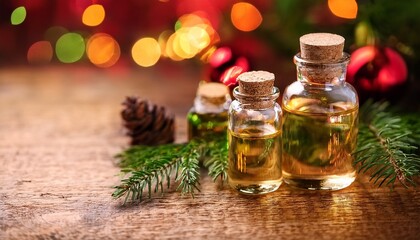 Christmas Essential Oils In A Small Bottle Selective Focus Generative Ai
