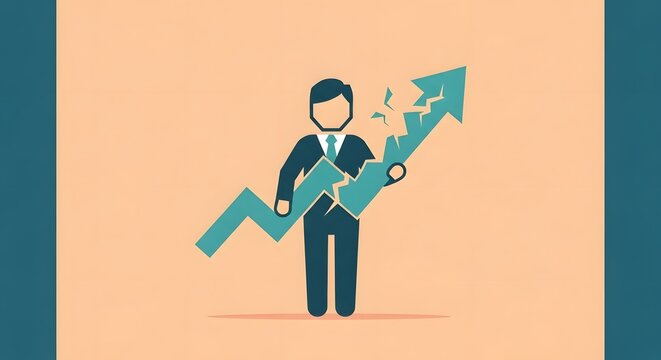 Businessman with broken arrow concept for business failure or loss