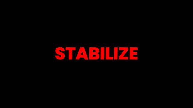 Bold red &ldquo;Stabilize&rdquo; text animation on dark background, clean and modern typography concept for stability, control, and balance themes.