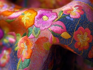 Obraz premium A Close-Up View of Prayer Shawl Embroidery Featuring Sparkling Effects