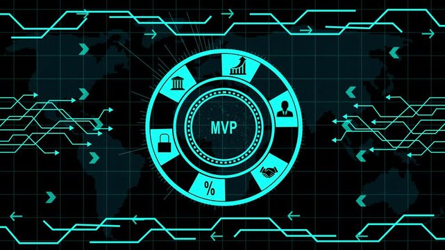 Minimum viable product concept with MVP acronym and business icons on with gears background image photo