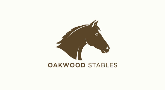 Brown Horse Head Logo Design Illustration.