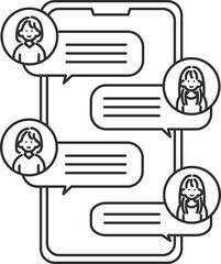 医療チャット相談のイラスト　線画のみ