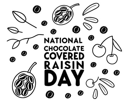 Chocolate Covered Raisins Vector, National Sweet Snack Celebration Illustration