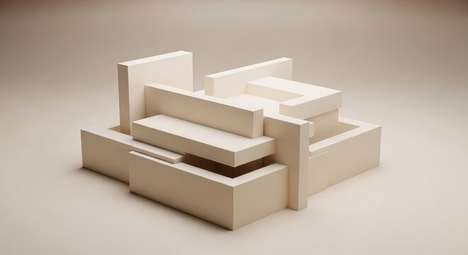 Modern architectural model with stacked white blocks