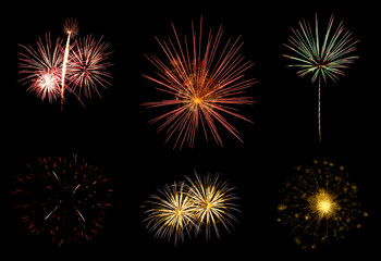 Fototapeta premium Colorful fireworks isolated on black background