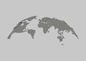 Naklejka premium World Map Illustration with Geographical Borders and Continent Outlines in Minimalist Style