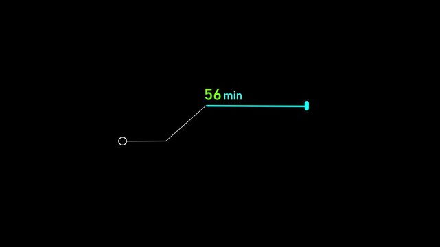 56 min Animation video timer icon. timer 56 minutes line countdown icon. motion graphic Clock 56 minute icon, white background 4k video animation