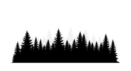 Obraz premium Black Silhouette Evergreen Forest Landscape