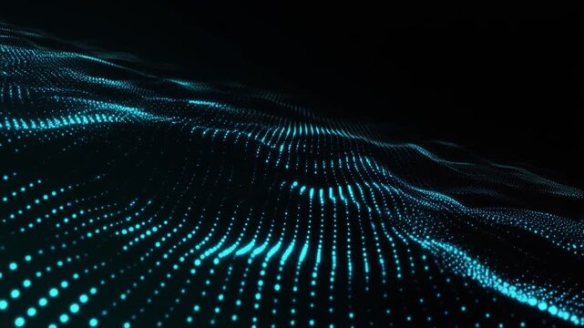 Futuristic glowing dots forming binary digits smooth black gradient futuristic tech seamless surreal ambience cascading softly abstract unique style ultra realistic loop