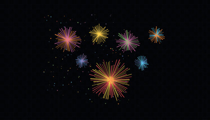 Vibrant fireworks exploding in the night sky