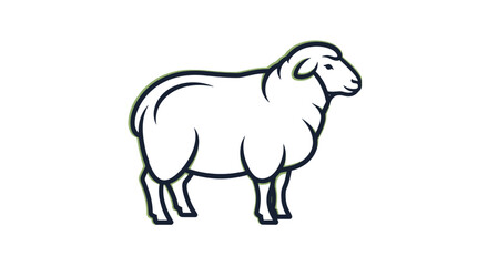 Fototapeta premium Simple Line Drawing of Sheep Standing.
