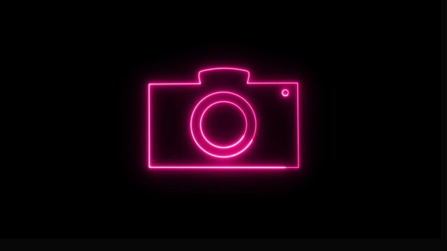 Neon Pink Camera Glowing Digital Animation Loopable Background glowing camera digital animation desi