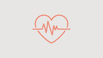 Heart rate monitor icon with ecg line in orange on gray background symbolizing health and wellness