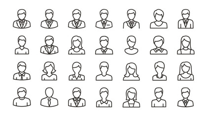 Obraz premium Sequence of Abstract Human Silhouette Icons Forming a Repeating Grid Pattern.
