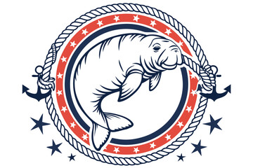 Manatee Sea Animal Vector Illustration, Marine Life Awareness Day Design