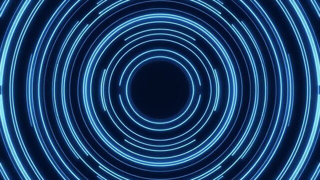 Futuristic glowing holographic pulse lines expanding circular patterns deep blue tones seamless surreal ambience cascading softly abstract unique style ultra realistic loop