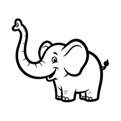Obraz premium Cartoon Elephant Icon - Cute Animal Illustration