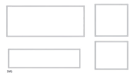 Four Outline Rectangular Frames, Square and Rectangular, Blank Copy Space