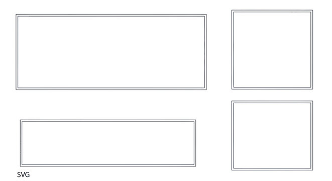 Four Outline Rectangular Frames, Square and Rectangular, Blank Copy Space