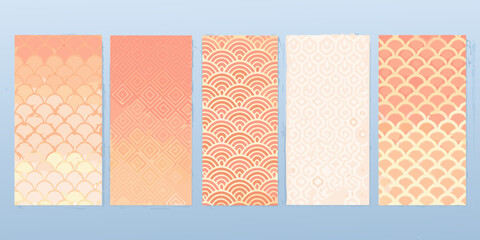 Five rectangular panels display variations of a coral fish scale pattern © Sabuj