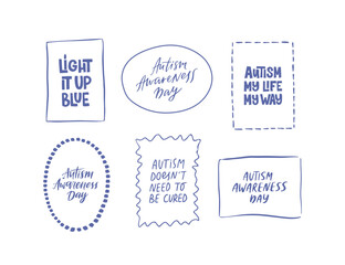 Obraz premium Autism awareness hand drawn vector quotes