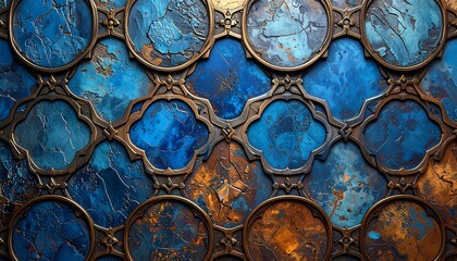 A pattern of blue and orange circles