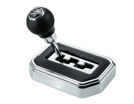 Manual gearshift lever with knob transmission isolated on a transparent background