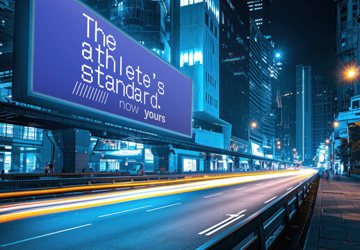 Urban Night Scene Dynamic Billboard Mockup PSD