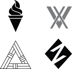 Abstract letter logos and geometric emblem icons set isolated modern vector design collection