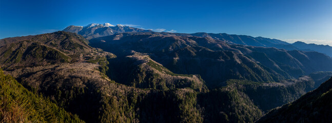 御嶽山と日本一の溶岩流　岐阜県 下呂市 小坂町 御嶽パノラマラインから