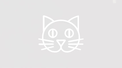 Obraz premium Simple white cat face icon on gray background minimalist feline illustration for design