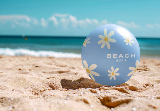 Sunny Beach Ball Mockup Fun PSD