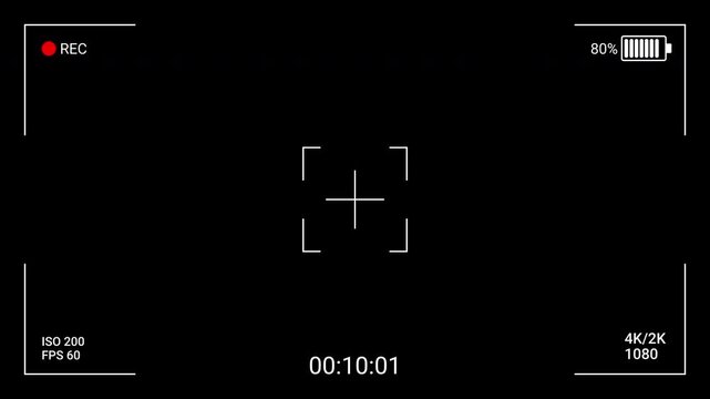 Video camera recorder screen overlay on transparent background, Camera recorder screen with alpha channel