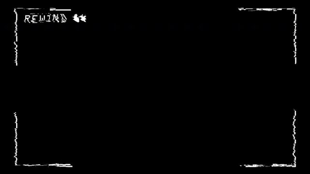 Retro VHS Rewind Playback Overlay with Analog Distortion for Investigation Scenes, 4K Alpha