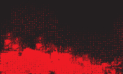 Red and black halftone grunge background with textured splashes fading dots and distressed edges perfect for comics posters street art and modern graphic design grunge style © Needless