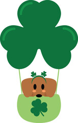 Cute Dog in Shamrock Hot Air Balloon for St. Patrick's Day