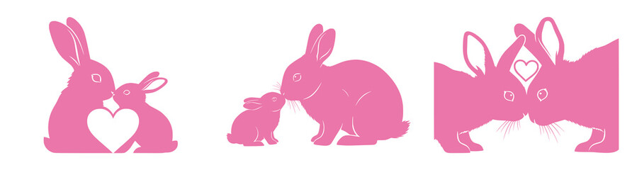Pink Rabbit Silhouettes: Love and Affection
