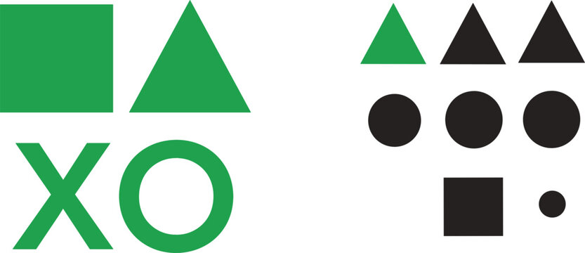 Geometric Shapes Icons Set Square Triangle Circle And XO Symbols Minimal Flat Vector Collection