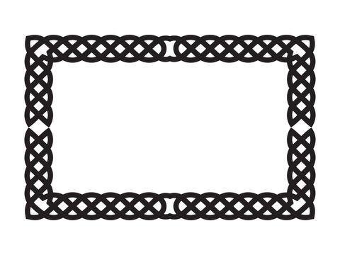 Black Celtic knot rectangular frame on white background border rectangle