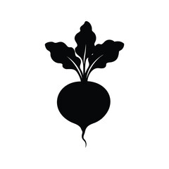 Black and white beetroot with leaves silhouette vector illustration design, radish silhouette vector illustration © MstHumaira