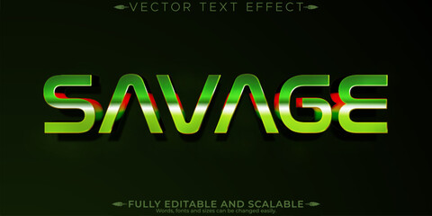 Savage 3d text effect. editable text effect premium vectors  in green