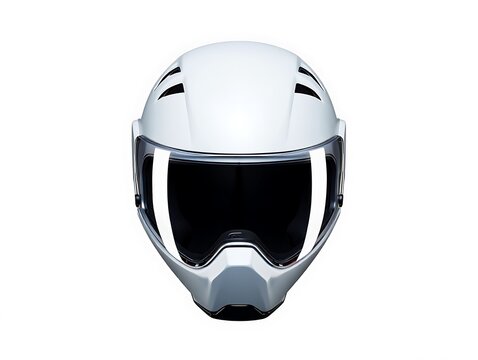 Modern Full Face Motorcycle Helmet Viewed Directly Front On