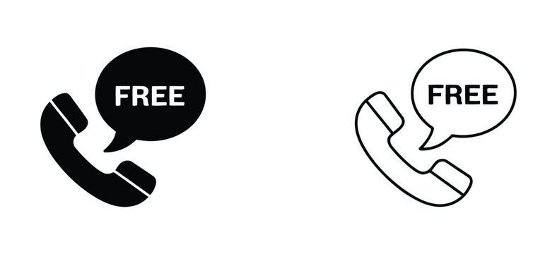 Toll-free icon design isolated on white background. Vector illustration. Free hotline phone icons for customer service and support. 