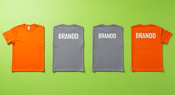 T Shirts with Brando Text on Green Background for Apparel Marketing