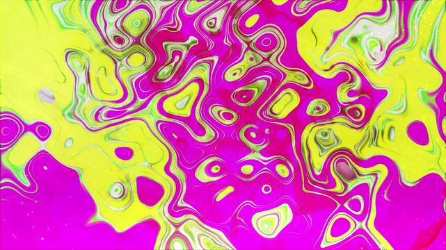 Vibrant Pink and Neon Yellow Psychedelic Liquid Abstract Motion Graphic